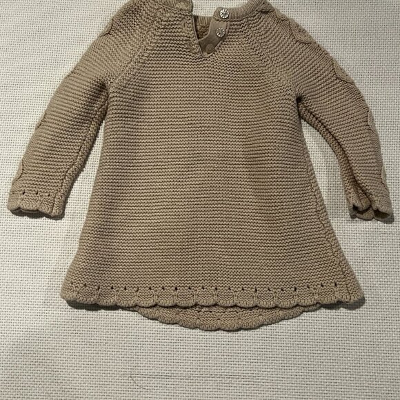 Cupcakes and Cashmere Infant Girls 3-6 Mo Cable Knit Sweater Dress Neutral Beige - Picture 7 of 10